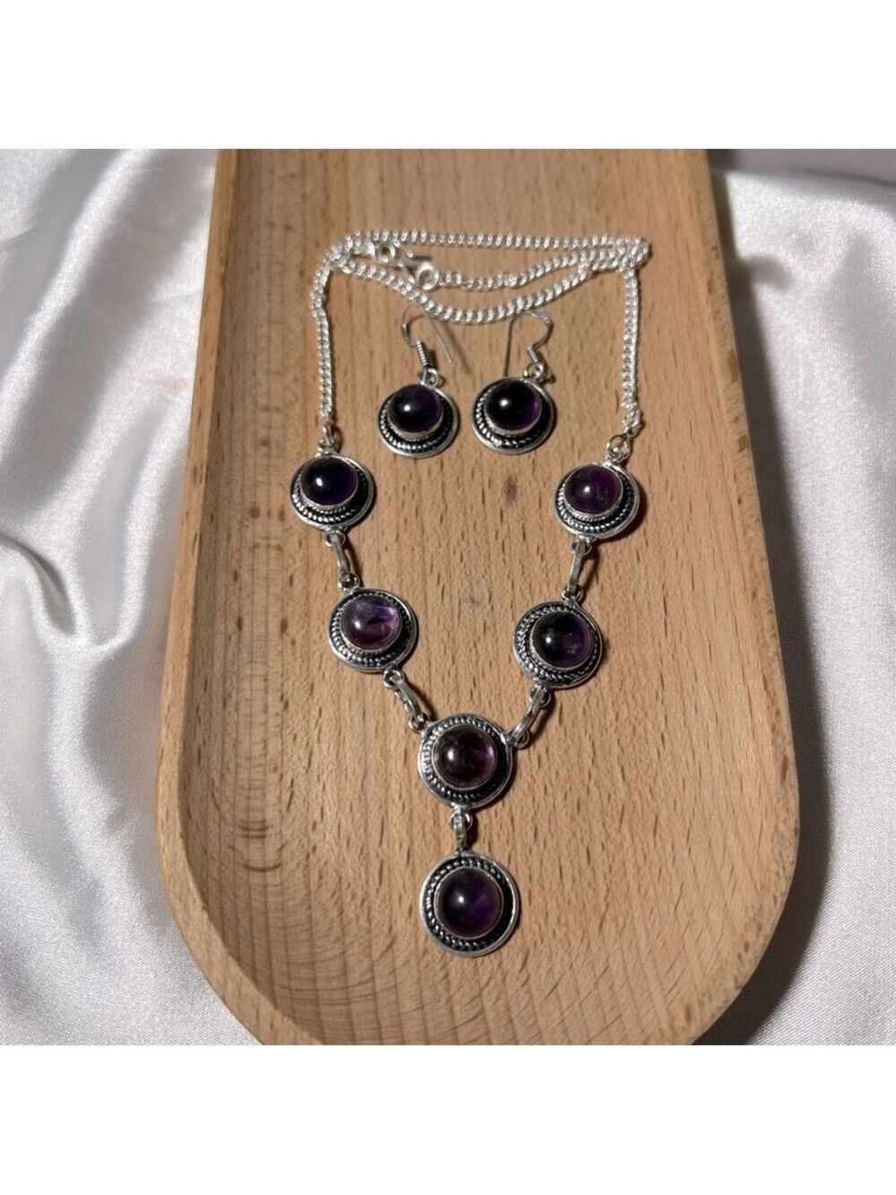Amethyst 925 Necklace & Earrings Set